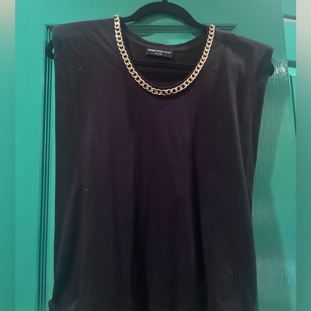 Chain-Embellished Black Top- Generation Love